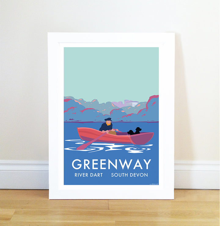 Greenway River Dart (Fishing Boat) travel poster and seaside print by Becky Bettesworth