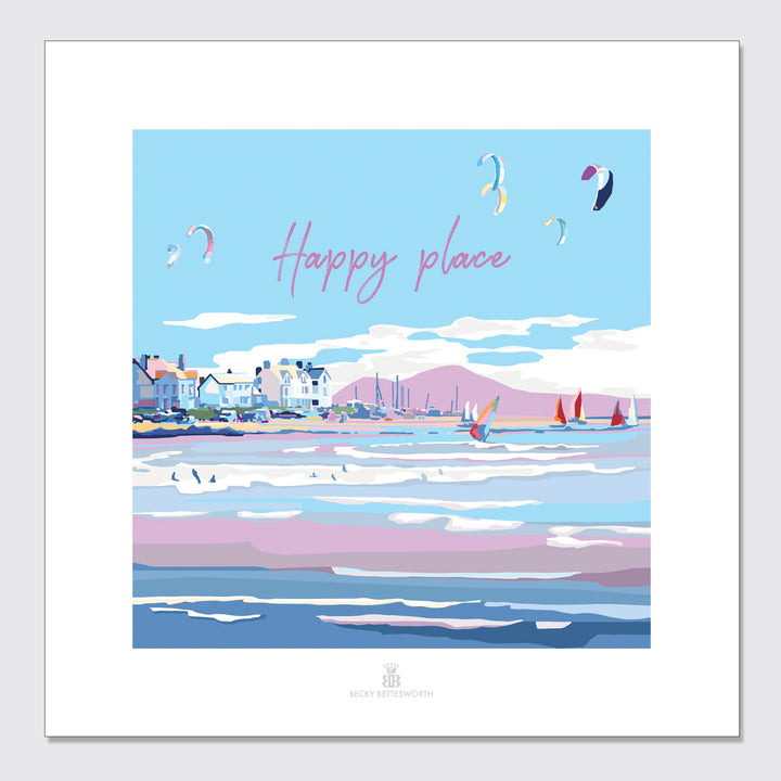 Becky Bettesworth Happy Place 40 x 40 cm Seaside Square Poster and Print