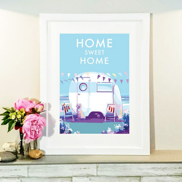 Home Sweet Home vintage style retro quote poster by Becky Bettesworth