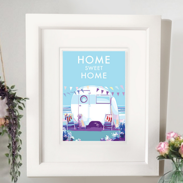 Home Sweet Home vintage style retro quote poster by Becky Bettesworth