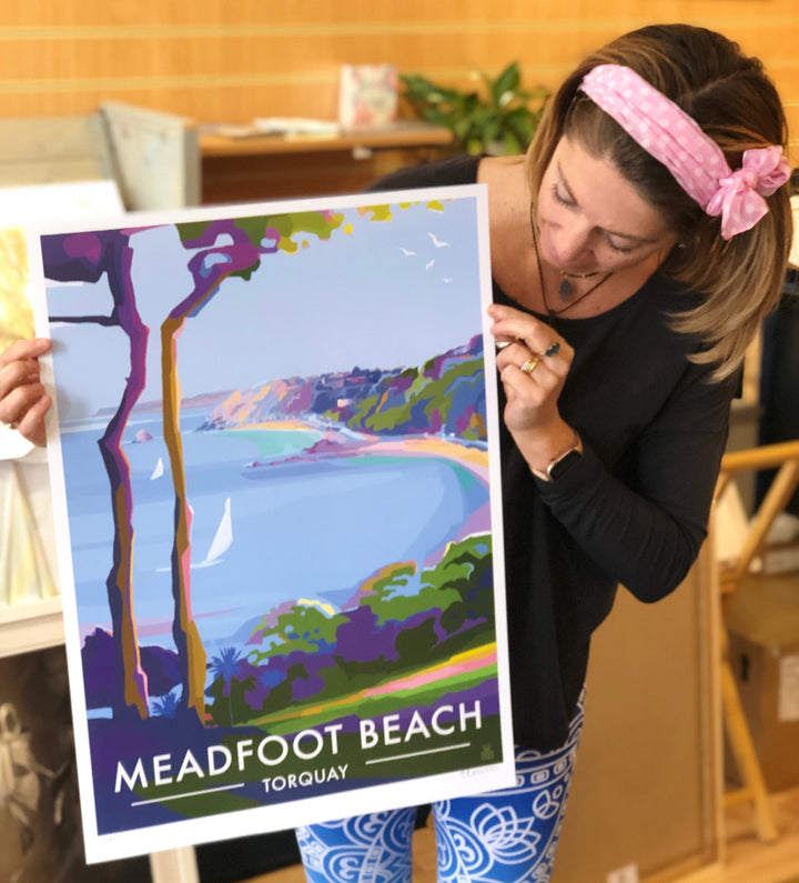 Meadfoot Beach, Torquay - Limited Edition Print by Becky Bettesworth