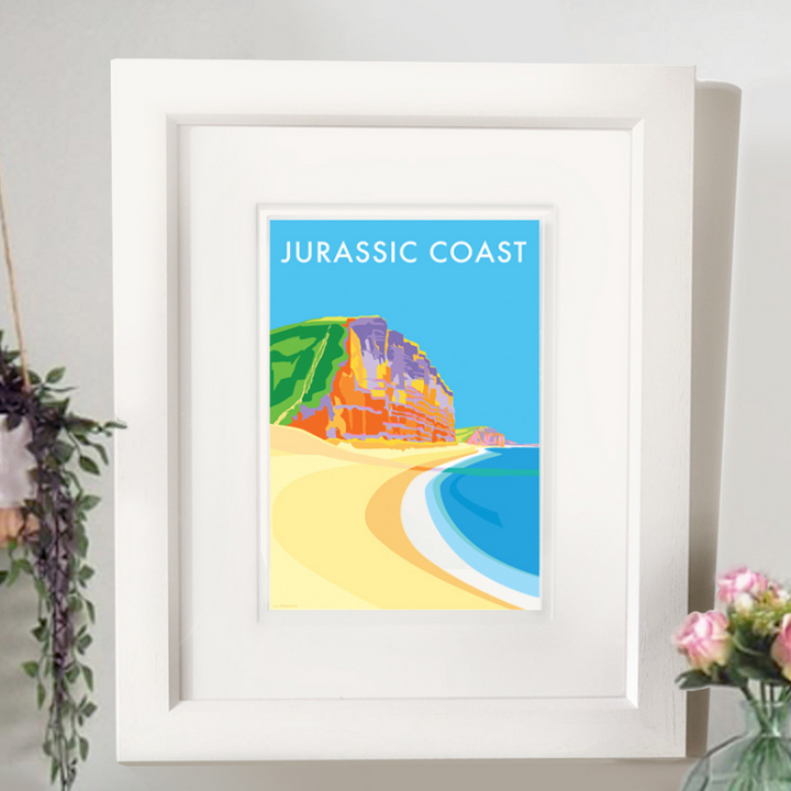 Jurassic Coast travel poster and seaside print by Becky Bettesworth