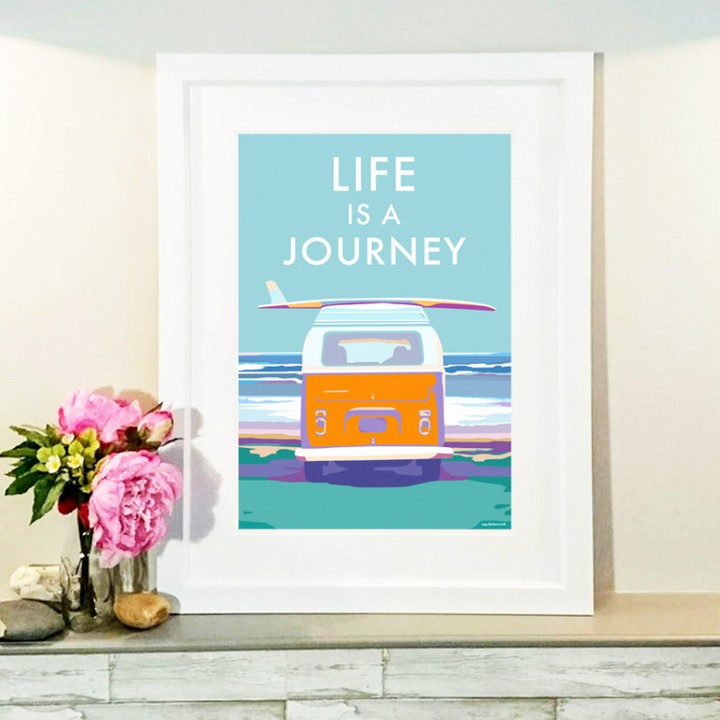 Life is a Journey vintage style retro quote poster by Becky Bettesworth