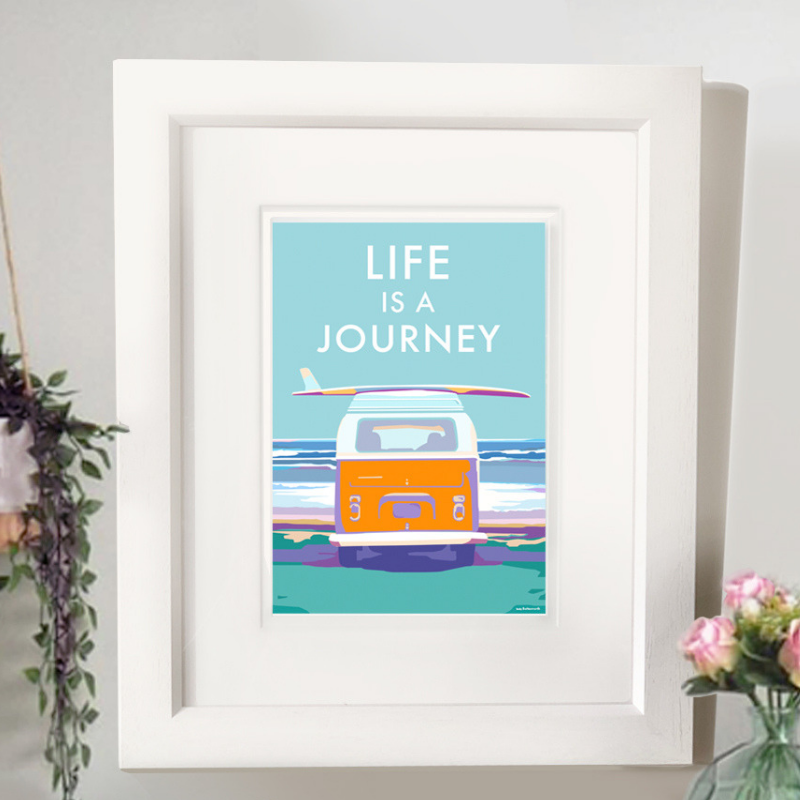 Life is a Journey vintage style retro quote poster by Becky Bettesworth