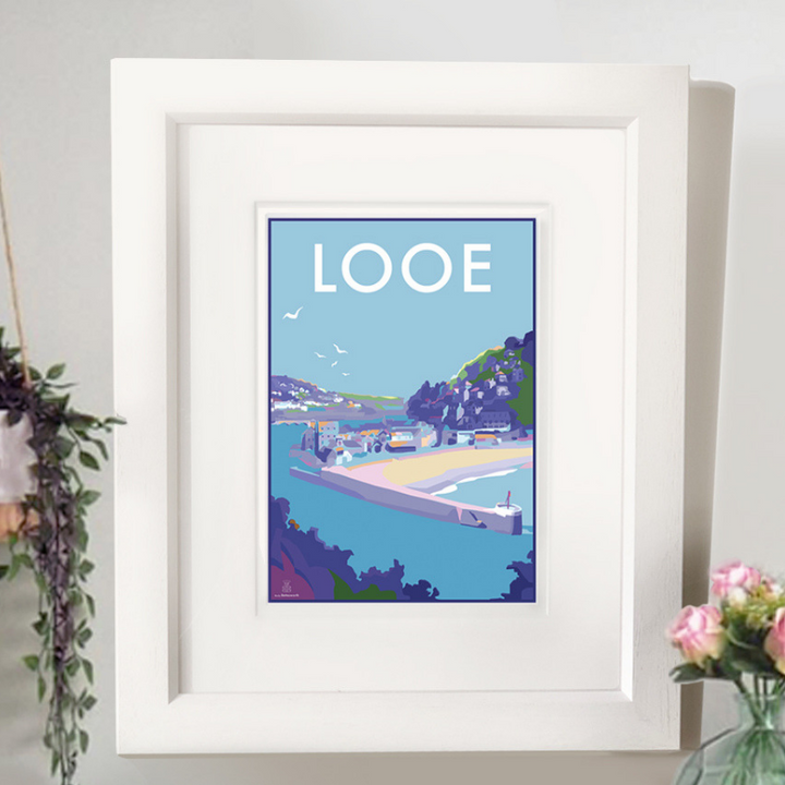 Looe travel poster and seaside print by Becky Bettesworth