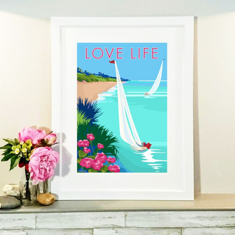 LOVE LIFE Special Collection vintage style retro quote poster by Becky Bettesworth