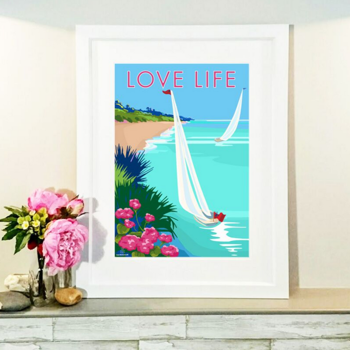 LOVE LIFE Special Collection vintage style retro quote poster by Becky Bettesworth