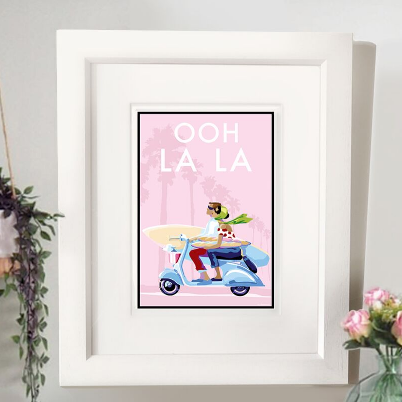 Ooh La La vintage style retro quote poster by Becky Bettesworth