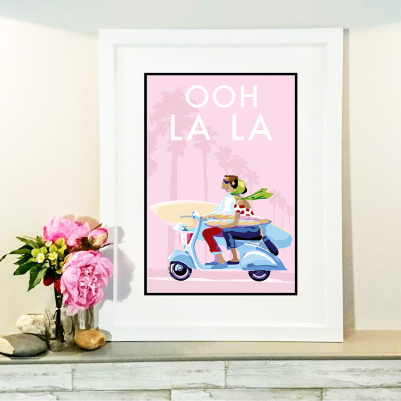 Ooh La La vintage style retro quote poster by Becky Bettesworth