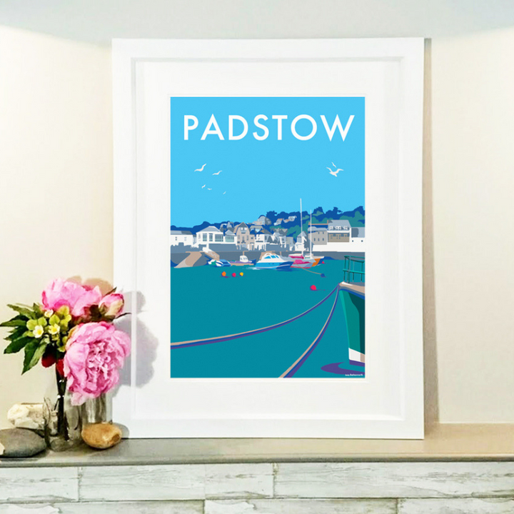 Padstow travel poster and seaside print by Becky Bettesworth