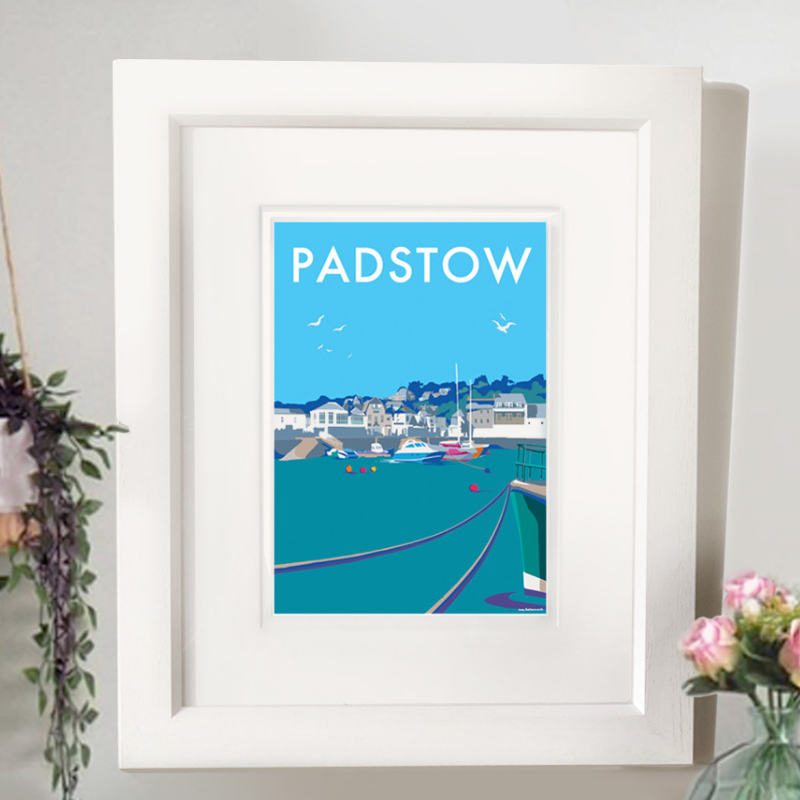 Padstow travel poster and seaside print by Becky Bettesworth