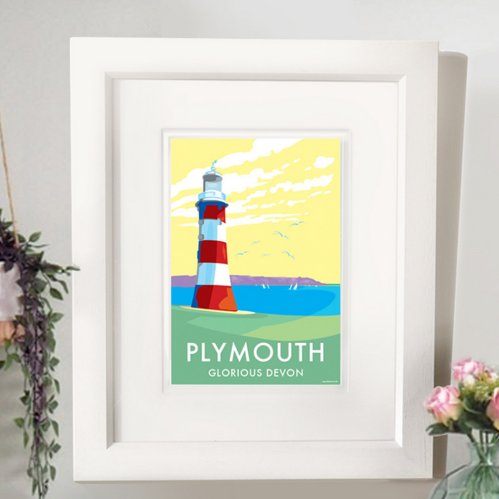 Plymouth travel poster and seaside print by Becky Bettesworth