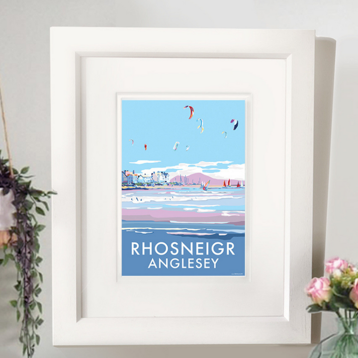 Rhosneigr travel poster and seaside print by Becky Bettesworth