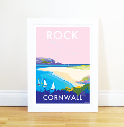 Rock travel poster and seaside print by Becky Bettesworth