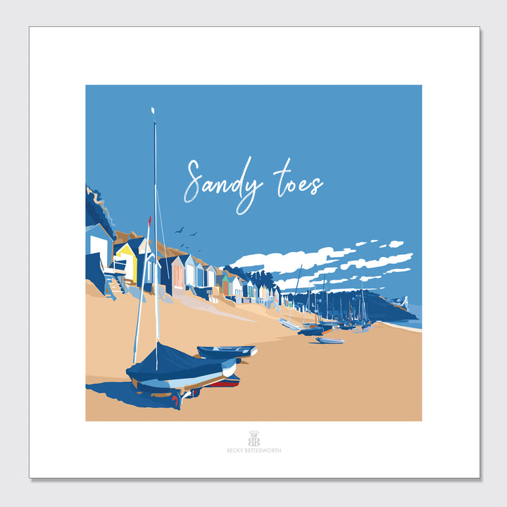 Becky Bettesworth Sandy Toes 40 x 40 cm Seaside Quote Square Poster and Print