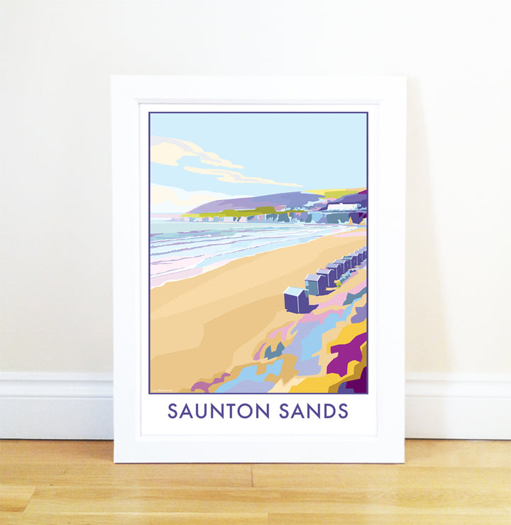 Saunton Sands travel poster and seaside print by Becky Bettesworth