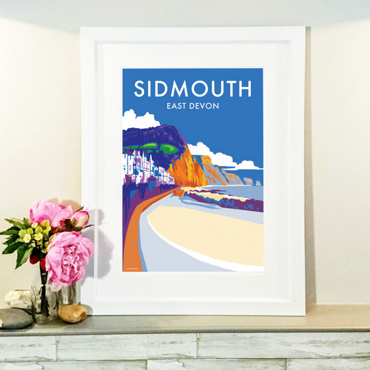 Sidmouth travel poster and seaside print by Becky Bettesworth