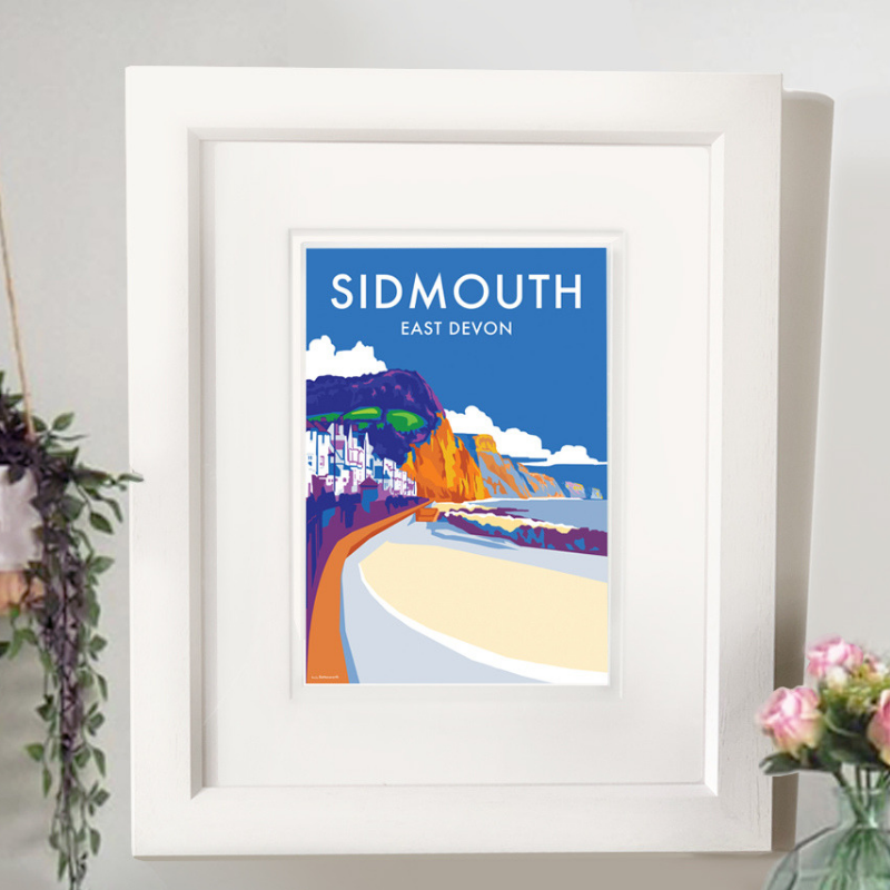 Sidmouth travel poster and seaside print by Becky Bettesworth