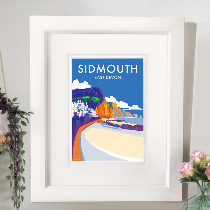 Sidmouth travel poster and seaside print by Becky Bettesworth