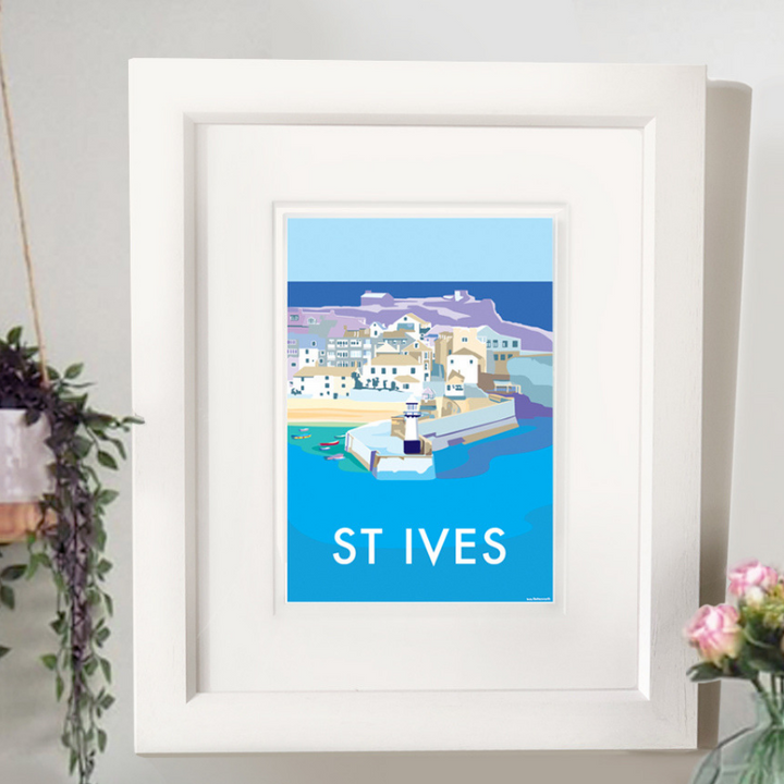 St Ives travel poster and seaside print by Becky Bettesworth