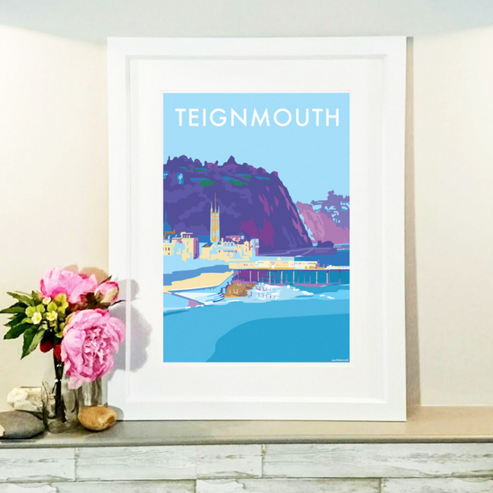 Teignmouth travel poster and seaside print by Becky Bettesworth