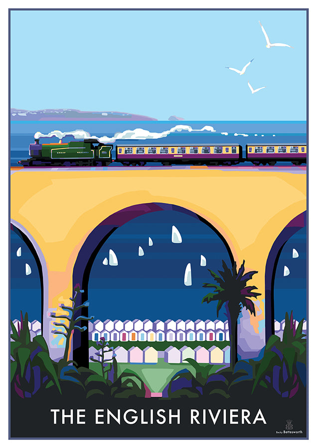 The English Riviera - Steam Train Travel Print and Poster by Devon Artist Becky Bettesworth