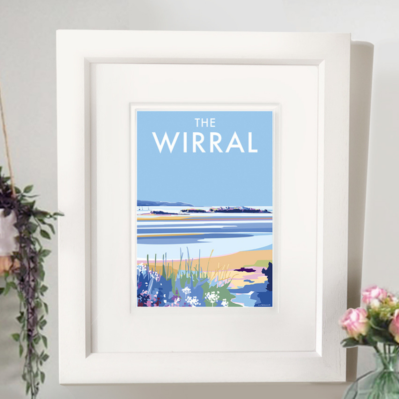 The Wirral travel poster and seaside print by Becky Bettesworth