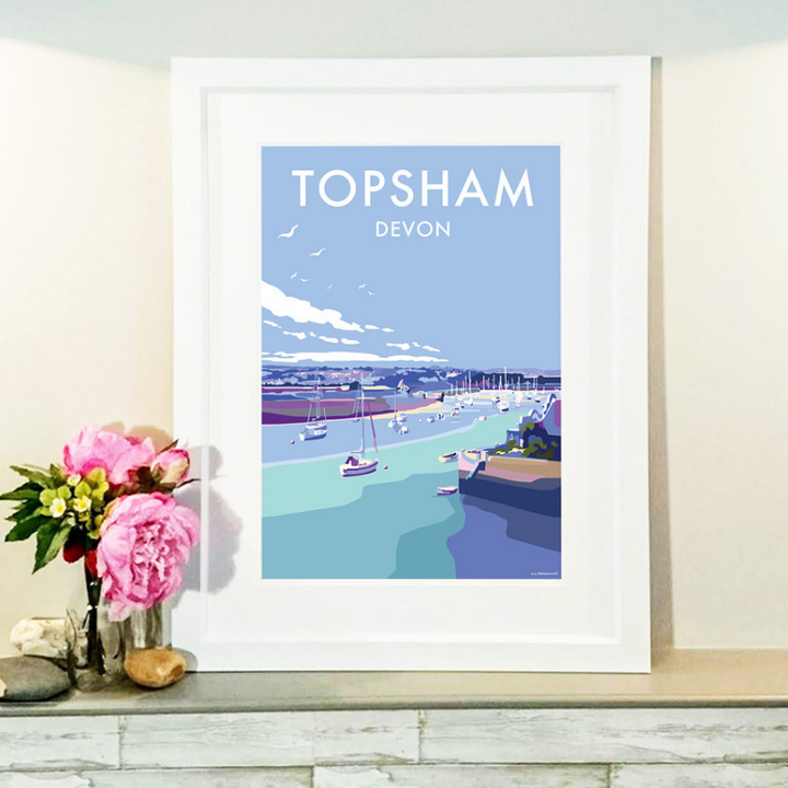 Topsham travel poster and seaside print by Becky Bettesworth
