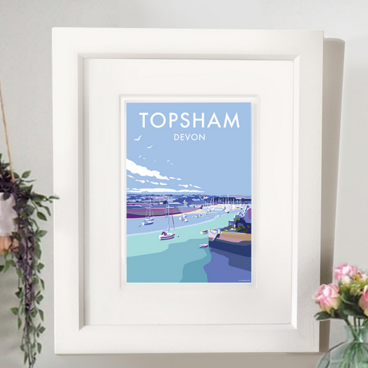 Topsham travel poster and seaside print by Becky Bettesworth