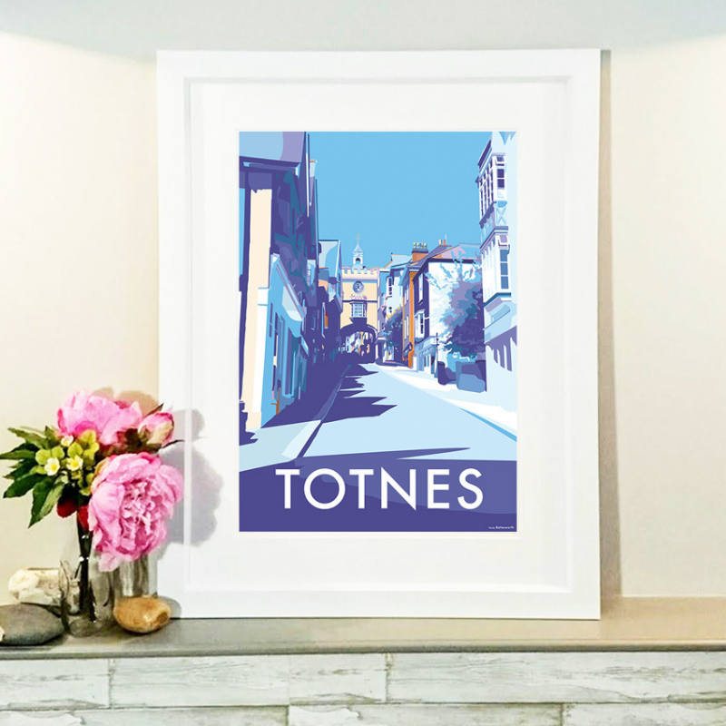 Totnes Arch travel poster and seaside print by Becky Bettesworth