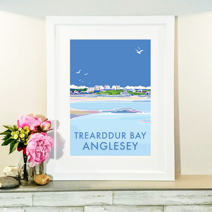 Trearddur Bay travel poster and seaside print by Becky Bettesworth
