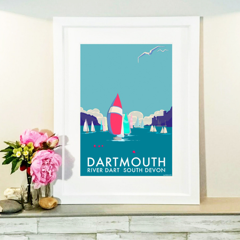 Dartmouth travel poster and seaside print by Becky Bettesworth