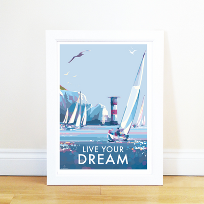 Live your Dream by Becky Bettesworth Vintage Style Travel Poster Seaside Print and Quote Poster