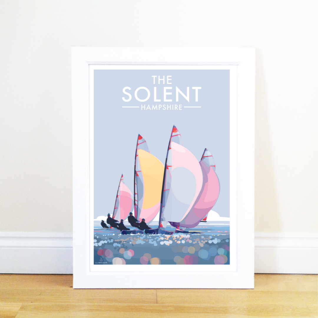 The Solent Hampshire by Becky Bettesworth Vintage Style Travel Poster and Seaside Print