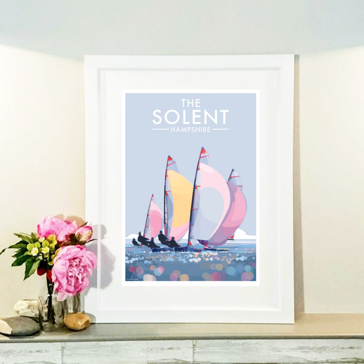 The Solent Hampshire by Becky Bettesworth Vintage Style Travel Poster and Seaside Print