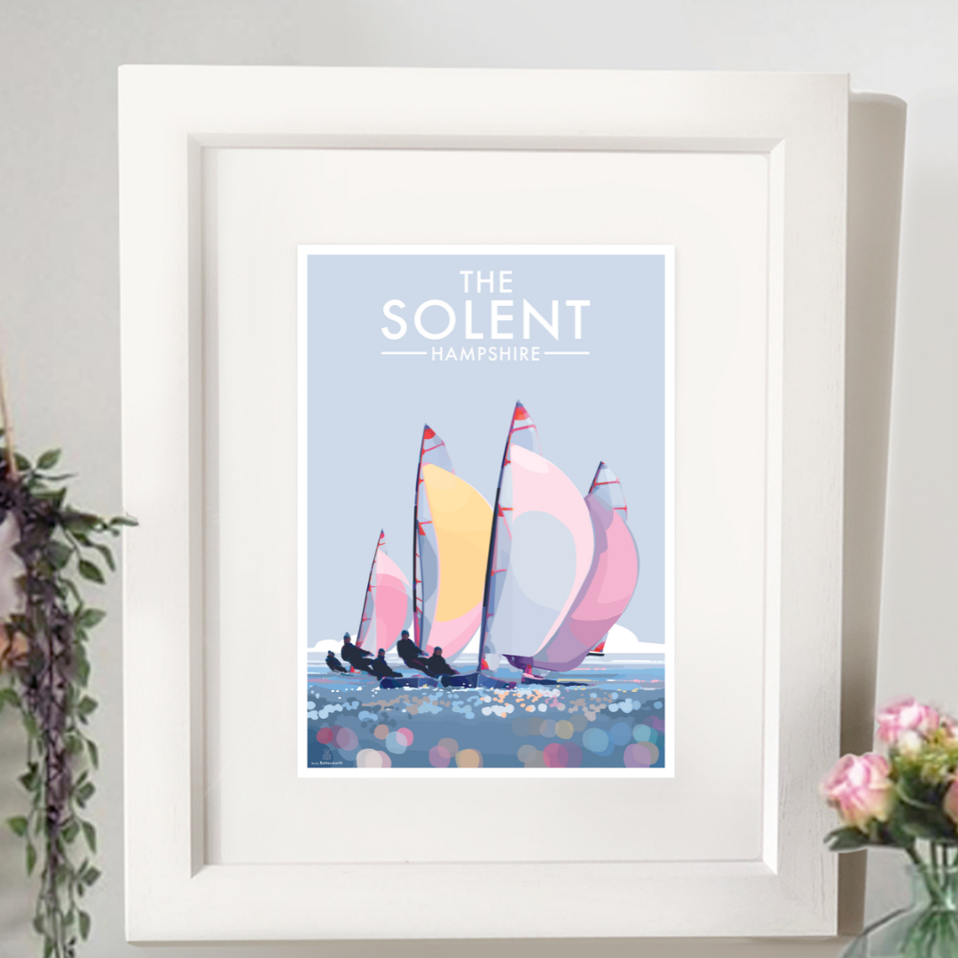 The Solent Hampshire by Becky Bettesworth Vintage Style Travel Poster and Seaside Print
