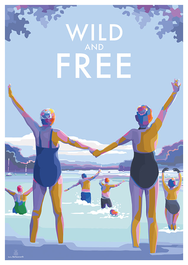 Wild and Free Becky Bettesworth Vintage Style Quote Travel Poster and Seaside Print 
